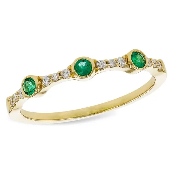 14K Yellow Gold Stacking Band with Emeralds & Diamonds **May Birthstone** Ballard & Ballard Fountain Valley, CA