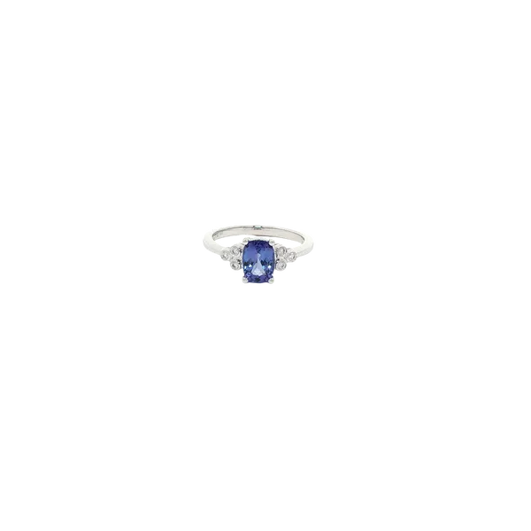 Lady's White 14K Contemporary Cushion ShapeTanzanite & Diamond Fashion Ring Image 2 Ballard & Ballard Fountain Valley, CA