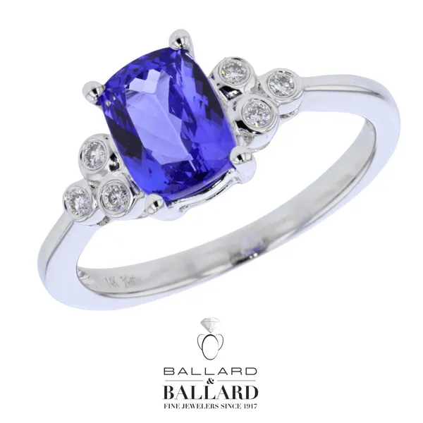 Lady's White 14K Contemporary Cushion ShapeTanzanite & Diamond Fashion Ring Image 3 Ballard & Ballard Fountain Valley, CA