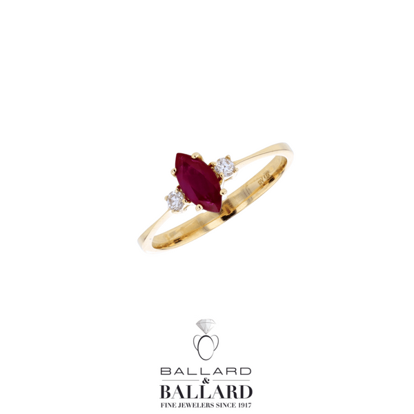 14K Yellow Gold Marquise Ruby and Diamond Fashion Ring Ballard & Ballard Fountain Valley, CA