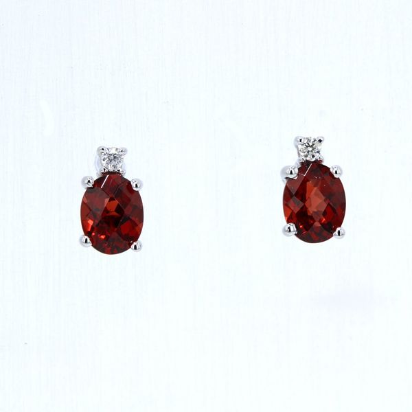 14K White Gold Garnet And Diamond Earrings **January Birthstone** Ballard & Ballard Fountain Valley, CA