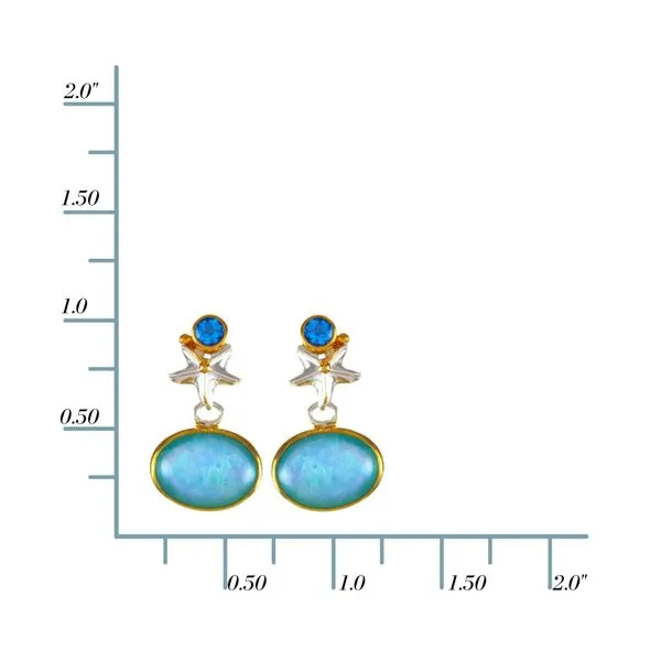 Michou Sterling Silver & 22K Vermeil Dangle Starfish Earrings w/ Baby Blue Topaz & Amazonite Image 2 Ballard & Ballard Fountain Valley, CA