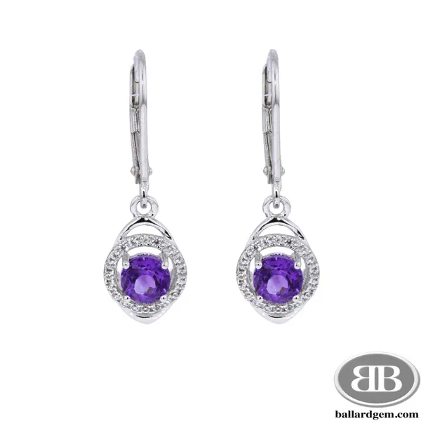 Sterling Silver Earrings Amethysts & White Sapphires **February Birthstone** Ballard & Ballard Fountain Valley, CA