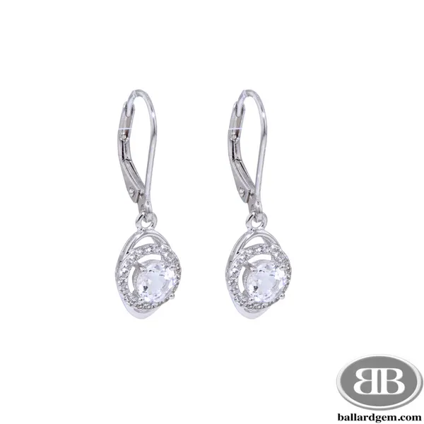 Sterling Silver Earrings with White Sapphires  **April Birthstone** Ballard & Ballard Fountain Valley, CA