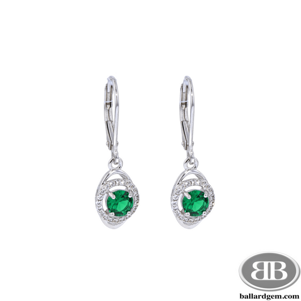 Sterling Silver Emerald and White Sapphire Drop Earrings Ballard & Ballard Fountain Valley, CA