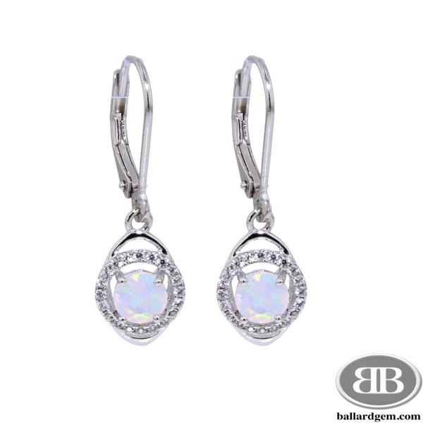 Sterling Silver Earrings with Opals & White Sapphires **October Birthstone** Ballard & Ballard Fountain Valley, CA
