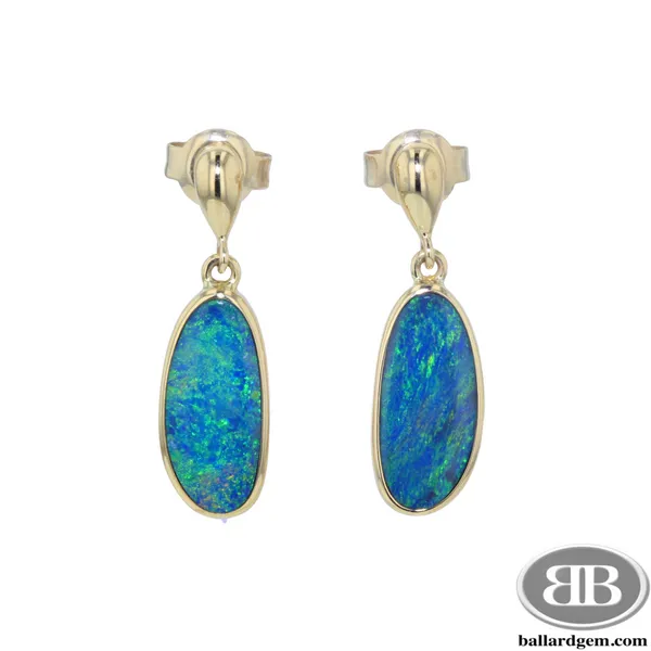 14K Yellow Gold Drop Boulder Opal Doublet Earrings Ballard & Ballard Fountain Valley, CA