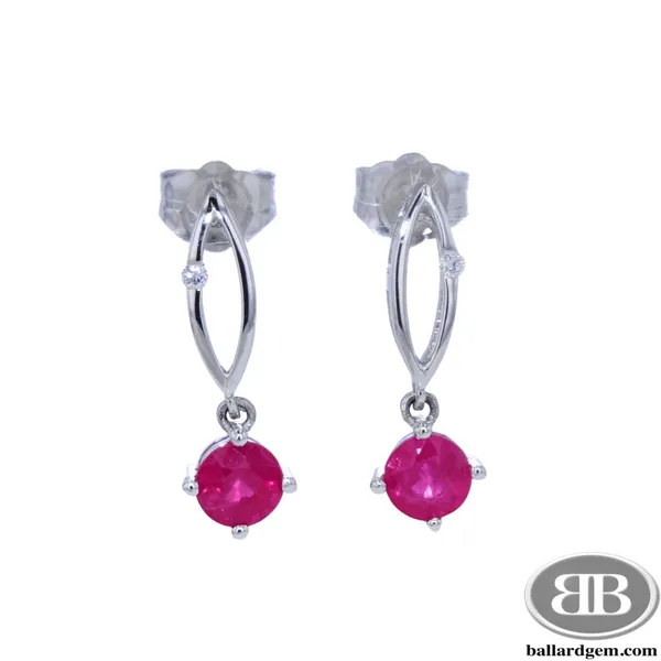 14K White Gold Drop Earrings with Diamonds &  Rubies. **July Birthstone** Ballard & Ballard Fountain Valley, CA