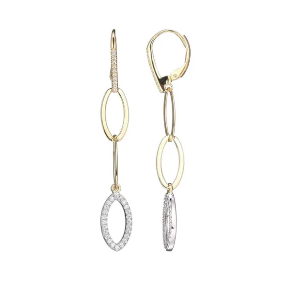 Sterling Silver Marquise CZ Earrings 2 Tone, 18K Yellow Gold and Rhodium Finish Ballard & Ballard Fountain Valley, CA