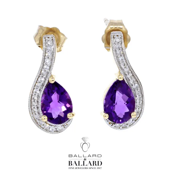 Pear Shape Amethyst & Diamond Earrings14K White Gold ** February Birthstone** Ballard & Ballard Fountain Valley, CA