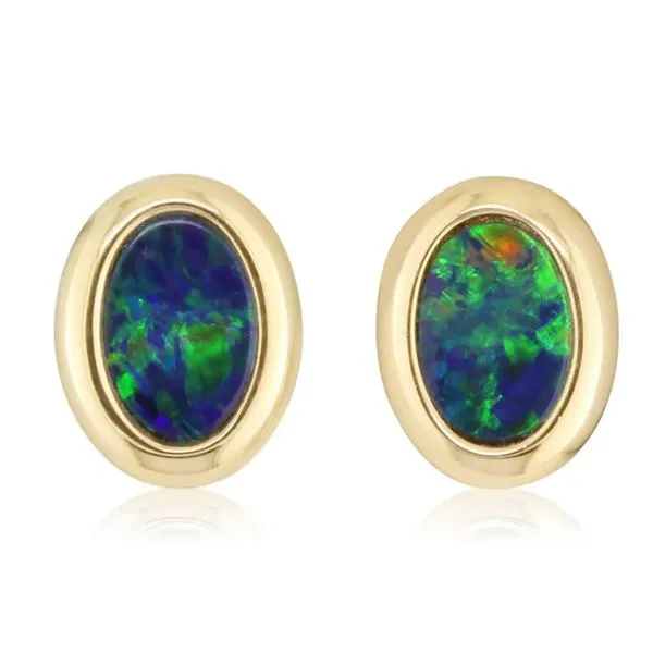 14K Yellow Gold Opal Doublet Earrings Ballard & Ballard Fountain Valley, CA
