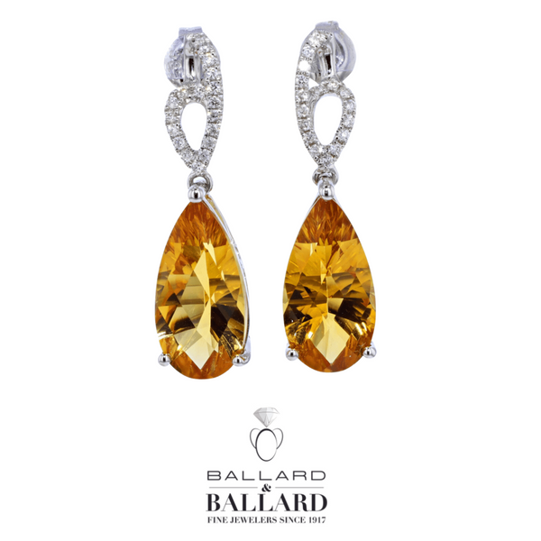 Lady's Yellow 14K Citrine & Diamond Drop Earrings Ballard & Ballard Fountain Valley, CA