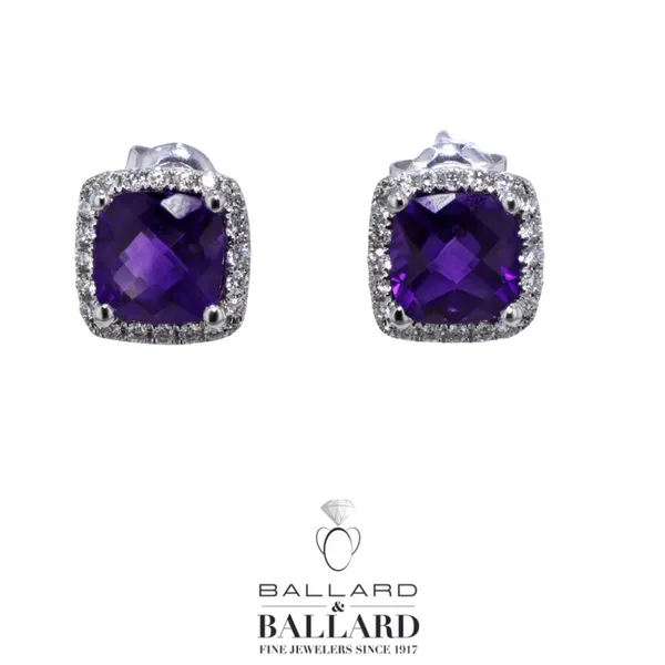 Lady's White 14K Amethysts & Diamond Halo Earrings Ballard & Ballard Fountain Valley, CA