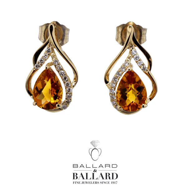 Lady's Yellow 14K Citrine & Diamond Drop Earrings Ballard & Ballard Fountain Valley, CA
