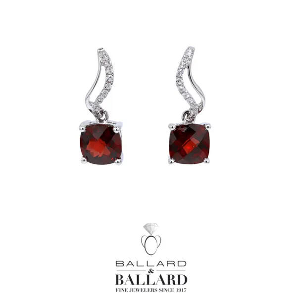 Lady's White 14K Garnet & Diamond Drop Earrings Ballard & Ballard Fountain Valley, CA