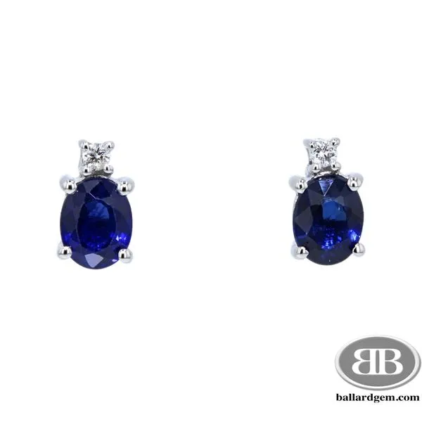 14K White Goldl Sapphire &  Diamond Studs **September Birthstone** Ballard & Ballard Fountain Valley, CA
