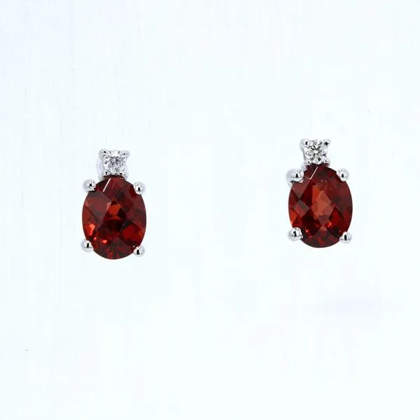 14K White Gold Garnet And Diamond Earrings **January Birthstone** similar item image