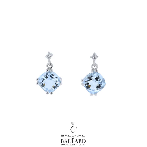 14K White Gold Aquamarine & Diamond Drop Earrings Ballard & Ballard Fountain Valley, CA