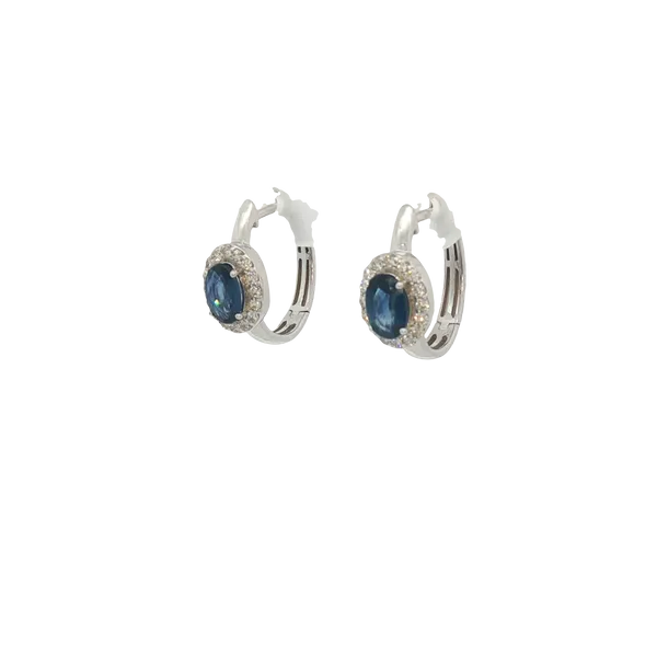 Sapphire and Diamond White Gold Earrings Image 2 Ballard & Ballard Fountain Valley, CA