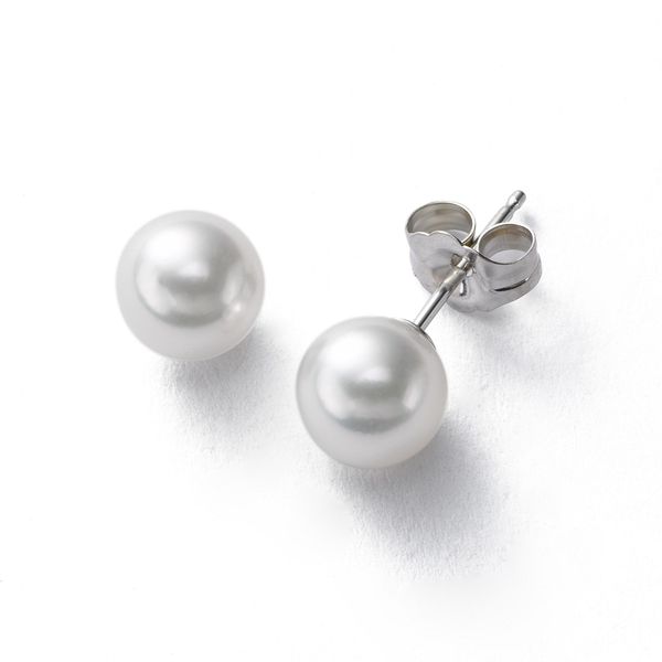 14K White Gold Pearl Stud Earrings  **June Birthstone** Ballard & Ballard Fountain Valley, CA