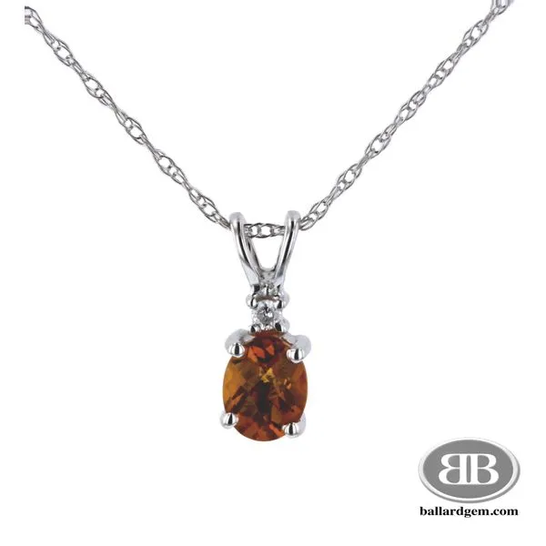 14K White Gold Citrine and Diamond Pendant Ballard & Ballard Fountain Valley, CA