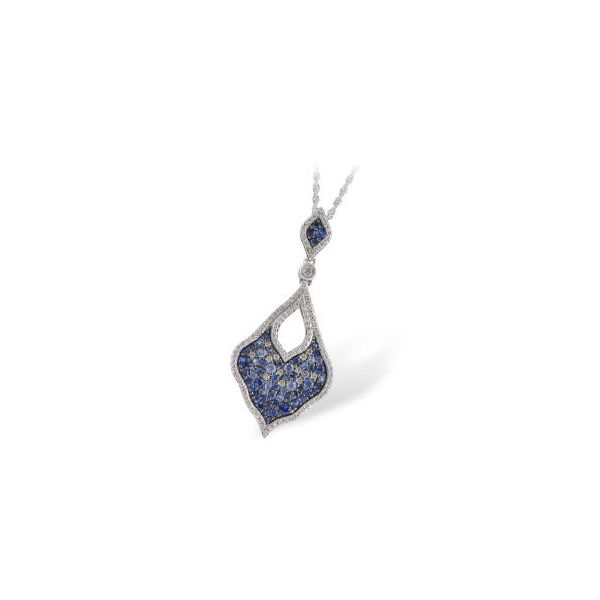 Sapphire and Diamond Flower Necklace, 14K White Gold