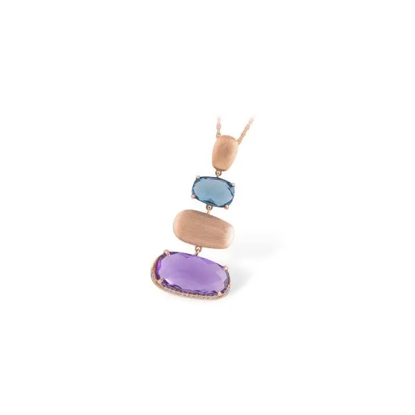 Contemporary 14K Rose Gold Pendant with London Blue Topaz, Amethyst & Diamonds Ballard & Ballard Fountain Valley, CA