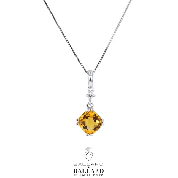 14K White Gold Citrine & Diamond Drop Pendant Ballard & Ballard Fountain Valley, CA