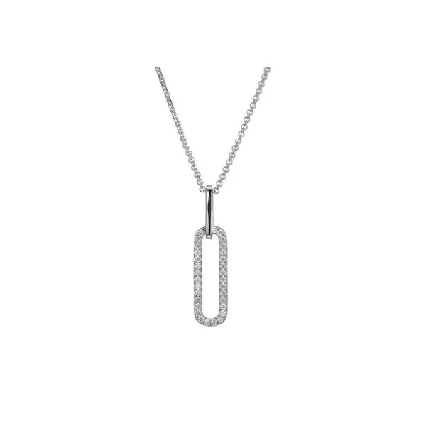 Sterling Silver Necklace with CZ Link Pendant Ballard & Ballard Fountain Valley, CA