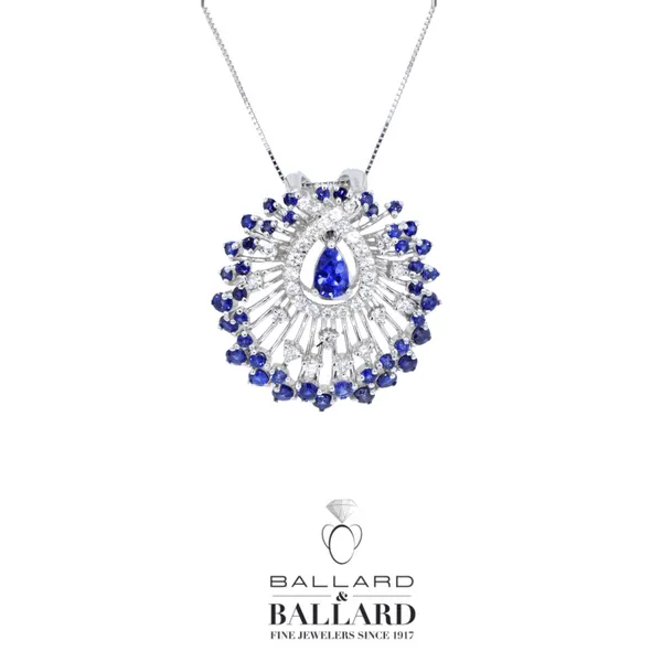 Sapphire and Diamond Cluster Pendant Ballard & Ballard Fountain Valley, CA