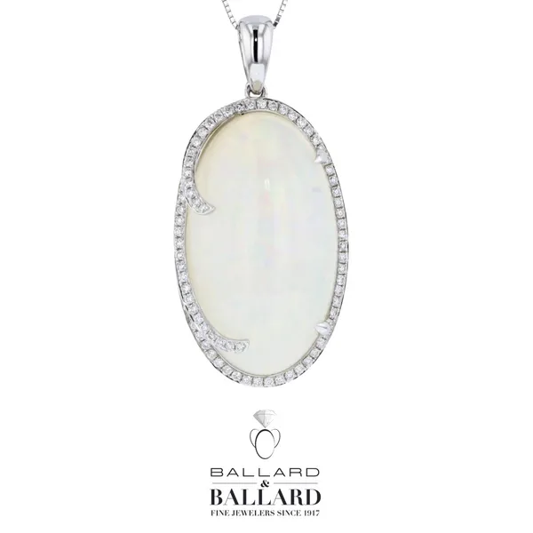 Lady's White 14K White Opal and Diamond Drop Pendant Ballard & Ballard Fountain Valley, CA