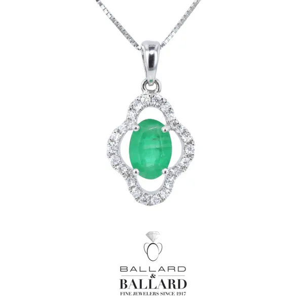 Lady's White 14K Vintage Diamond And Emerald Pendant Ballard & Ballard Fountain Valley, CA