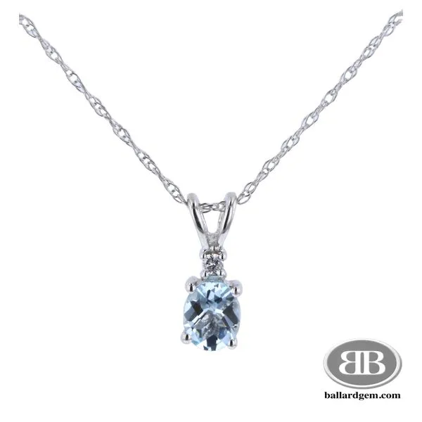 14K White Gold Aquamarine & Diamond Pendant **March Birthstone** Ballard & Ballard Fountain Valley, CA