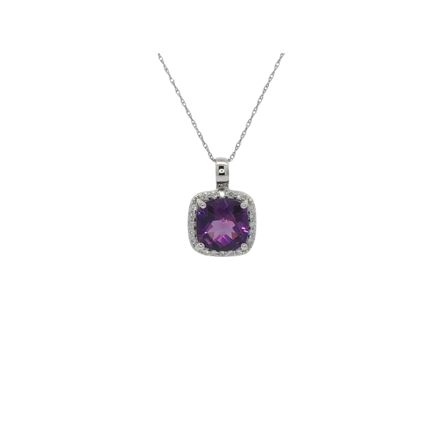 Diamond and Amethyst Square Cushion Pendant Ballard & Ballard Fountain Valley, CA