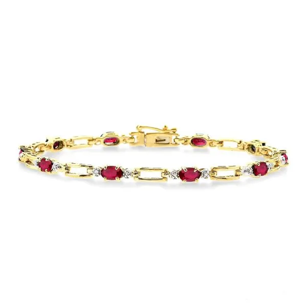 Yellow Gold Oval Ruby & Diamond Bracelet Ballard & Ballard Fountain Valley, CA