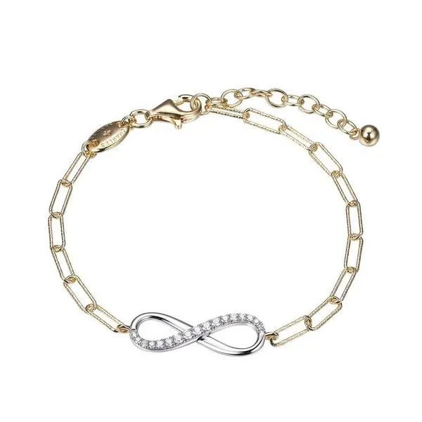 Sterling Silver Bracelet with Diamond Cut Paperclip Chain and Reversible CZ Infinity Center Adjustable Length 18K Yellow Gold an Ballard & Ballard Fountain Valley, CA
