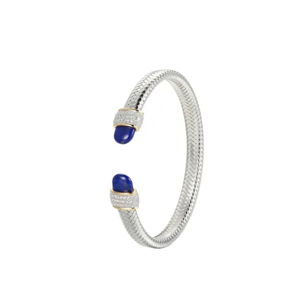 Sterling Silver Lapis & Cubic Zirconia Cuff Bracelet Ballard & Ballard Fountain Valley, CA