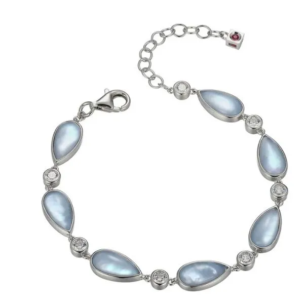 Sterling Silver ELLE "Ethereal Drops" Blue Topaz and Mother of Pearl Bracelet Ballard & Ballard Fountain Valley, CA