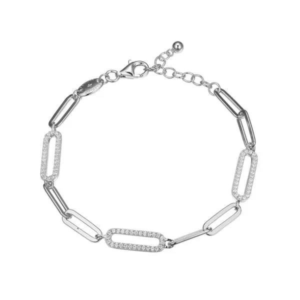 Sterling Silver Bracelet Paperclip Chain and 3 CZ Link Station Ballard & Ballard Fountain Valley, CA