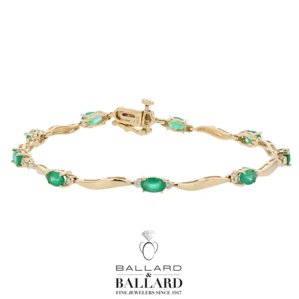 14K Yellow Gold Diamond & Emerald Bracelet Ballard & Ballard Fountain Valley, CA
