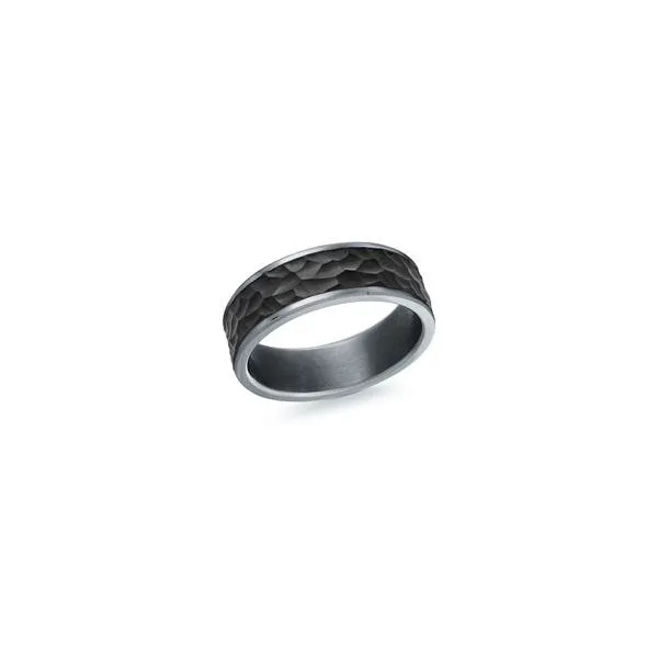 Black & Grey 7mm Tantalum & Carbon Fiber Hammered Men’s Wedding Band Ballard & Ballard Fountain Valley, CA