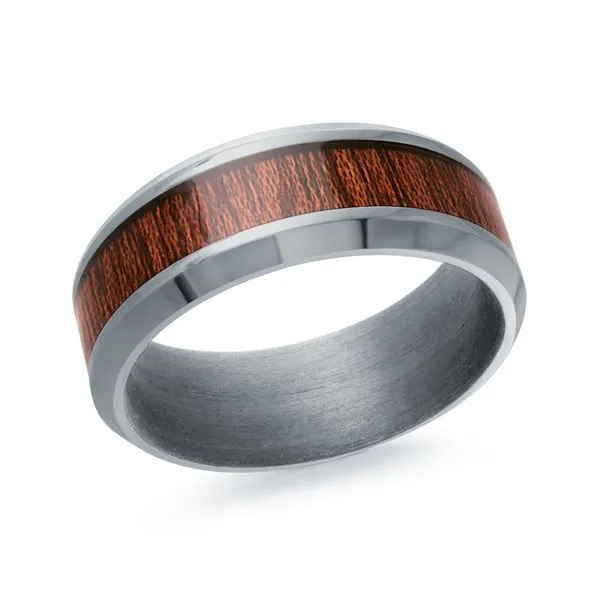 Tantalum & Wood Men's Wedding Band With Polished Beveled Edges Ballard & Ballard Fountain Valley, CA