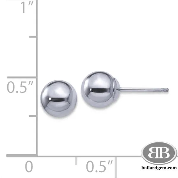14K White Gold 6 mm Ball Stud Earrings Image 2 Ballard & Ballard Fountain Valley, CA