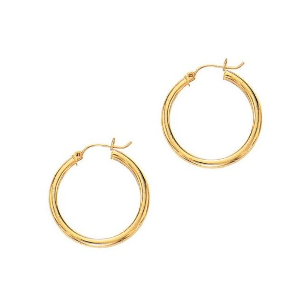 14K Yellow Gold Shiny Lite Tube Hoop Earrings Ballard & Ballard Fountain Valley, CA