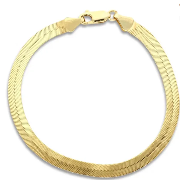 14K Yellow Gold 6 mm Herringbone Bracelet 7