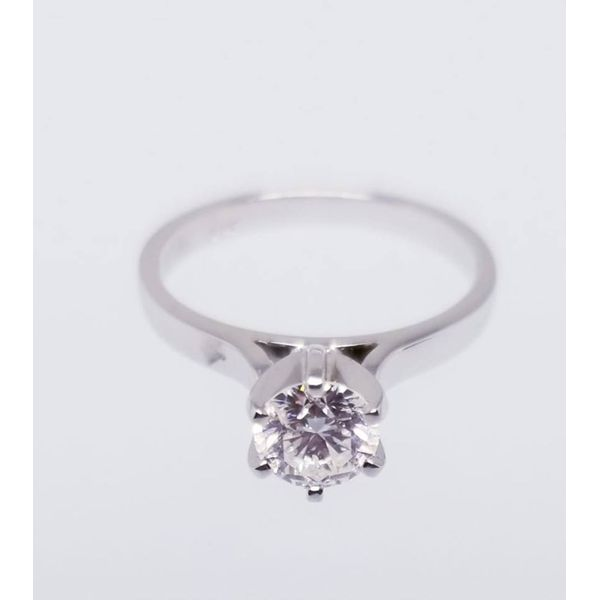 14K White Diamond Solitaire Ring with One Round Diamond 0.72 Ct I Color SI2 Clarity  Size 6.5 Barnes Jewelers Goldsboro, NC
