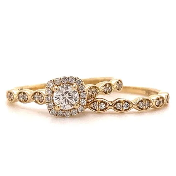 AMERICAN RING SOURCE  Diamond Halo Engagement Ring, 14KT Yellow Gold, 0.25CT Round Center, 0.39CTTW, Color: H/I, Clarity: I1, Size 7  18931 Image 2 Barnes Jewelers Goldsboro, NC