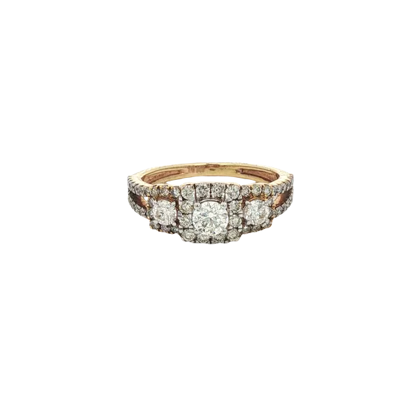 MANSHIV  Three Stone Halo Diamond Engagement Ring Barnes Jewelers Goldsboro, NC