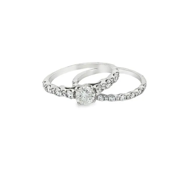 DDG  Diamond Accented Solitaire Engagement Ring and Prong Set Band, 10KT White Gold, 0.50CT Round Center, Color: H/I, Clarity: SI2, 1.25CTTW, Size 7   Barnes Jewelers Goldsboro, NC