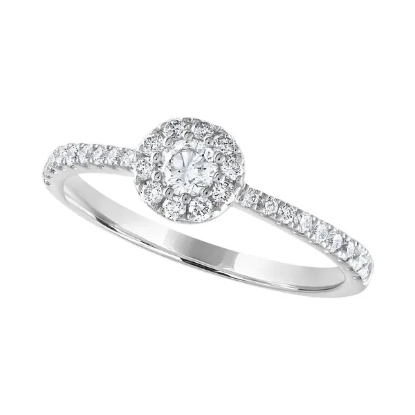 VIMCO  Round Halo Diamond Engagement Ring, 14KT White Gold, 0.50CTTW Round, Color: G/H, Clarity: SI2, Size 7  R6171-050WD Barnes Jewelers Goldsboro, NC